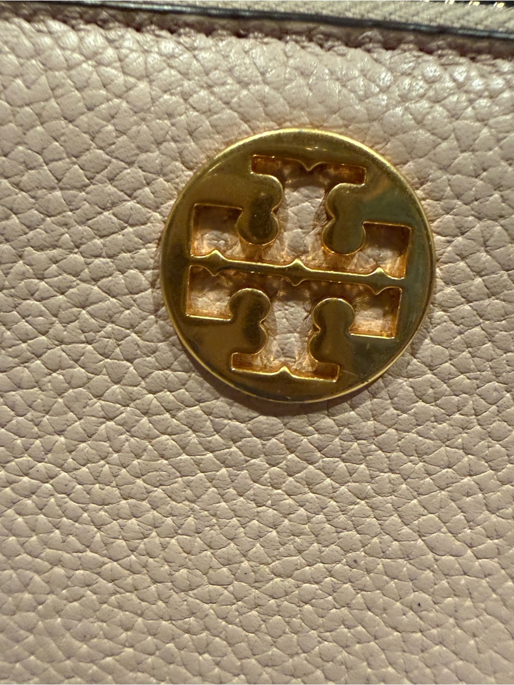 Tory Burch Blush Pink Pebbled Leather Zip Wallet with Gold Logo - Picture 2 of 16